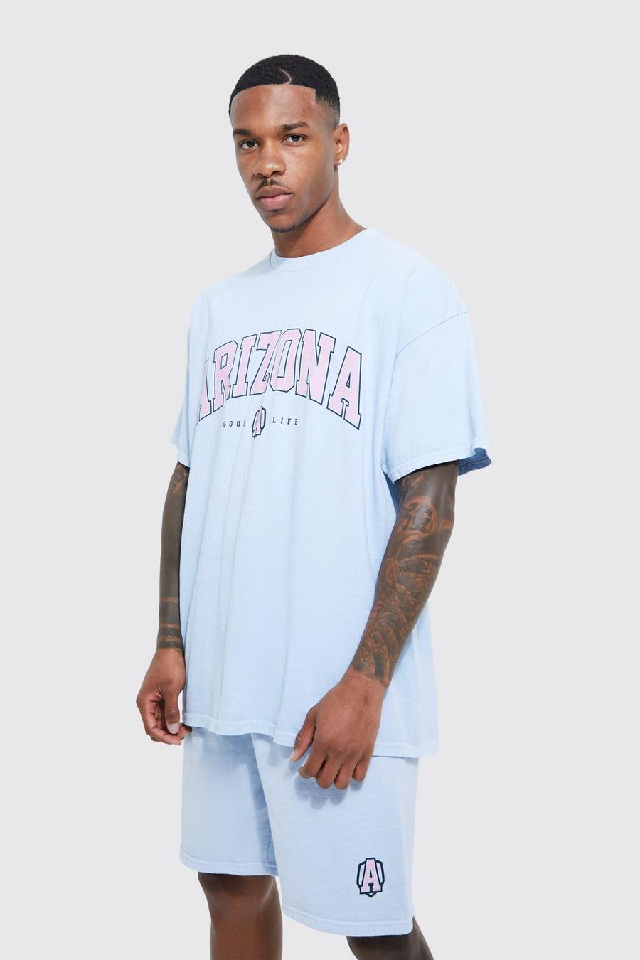 Light blue Oversized Overdye Arizona T-Shirt Set