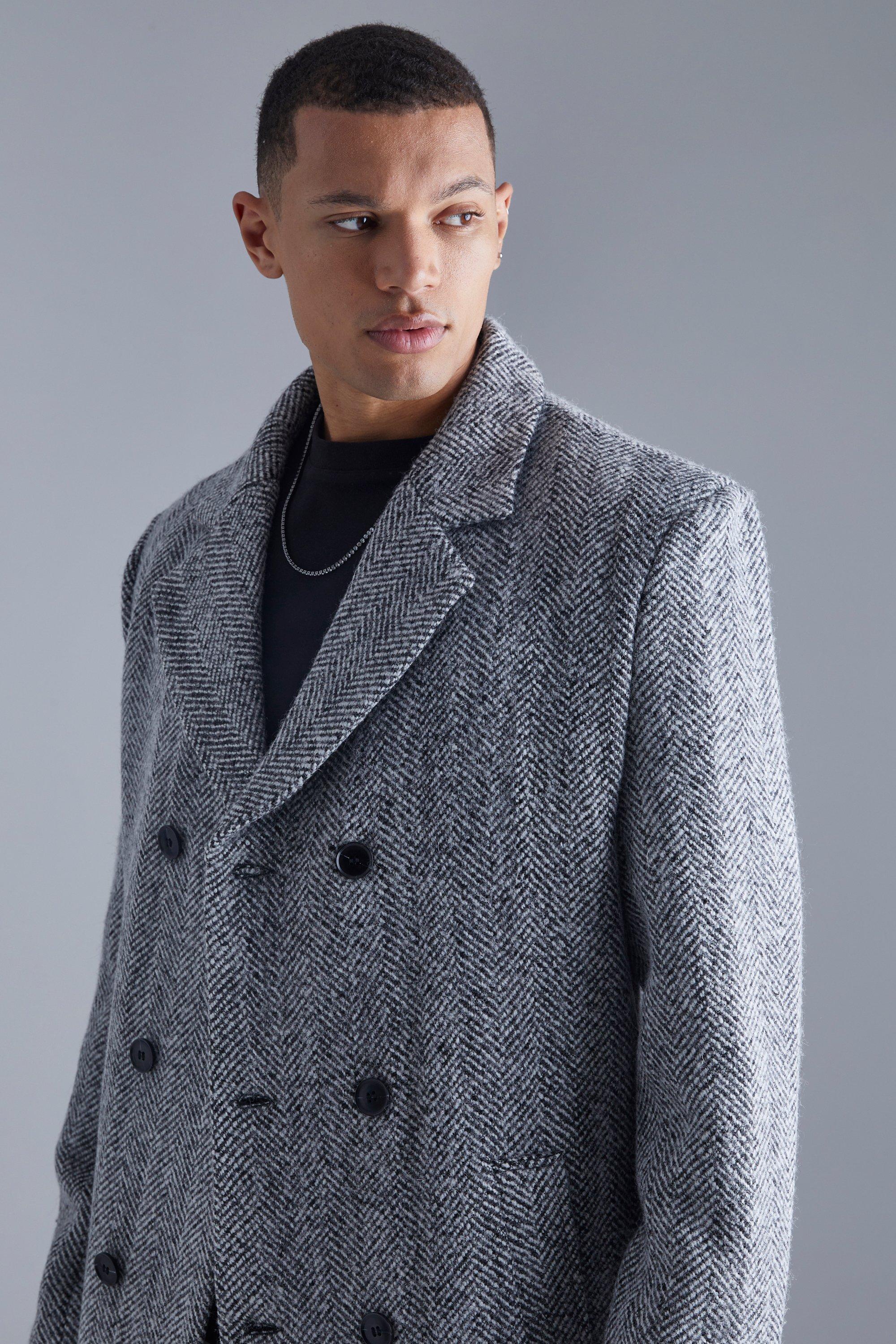 Tall Wool Look Herringbone Overcoat