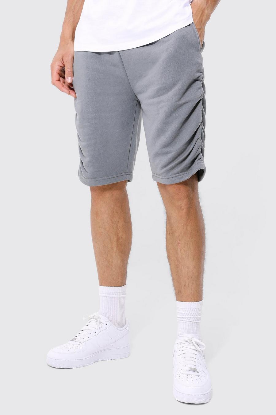 Tall Slim-Fit Jersey-Shorts mit seitlicher Raffung, Charcoal