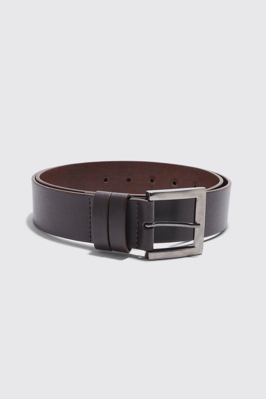Cinturón MAN de cuero sintético, Dark brown image number 1