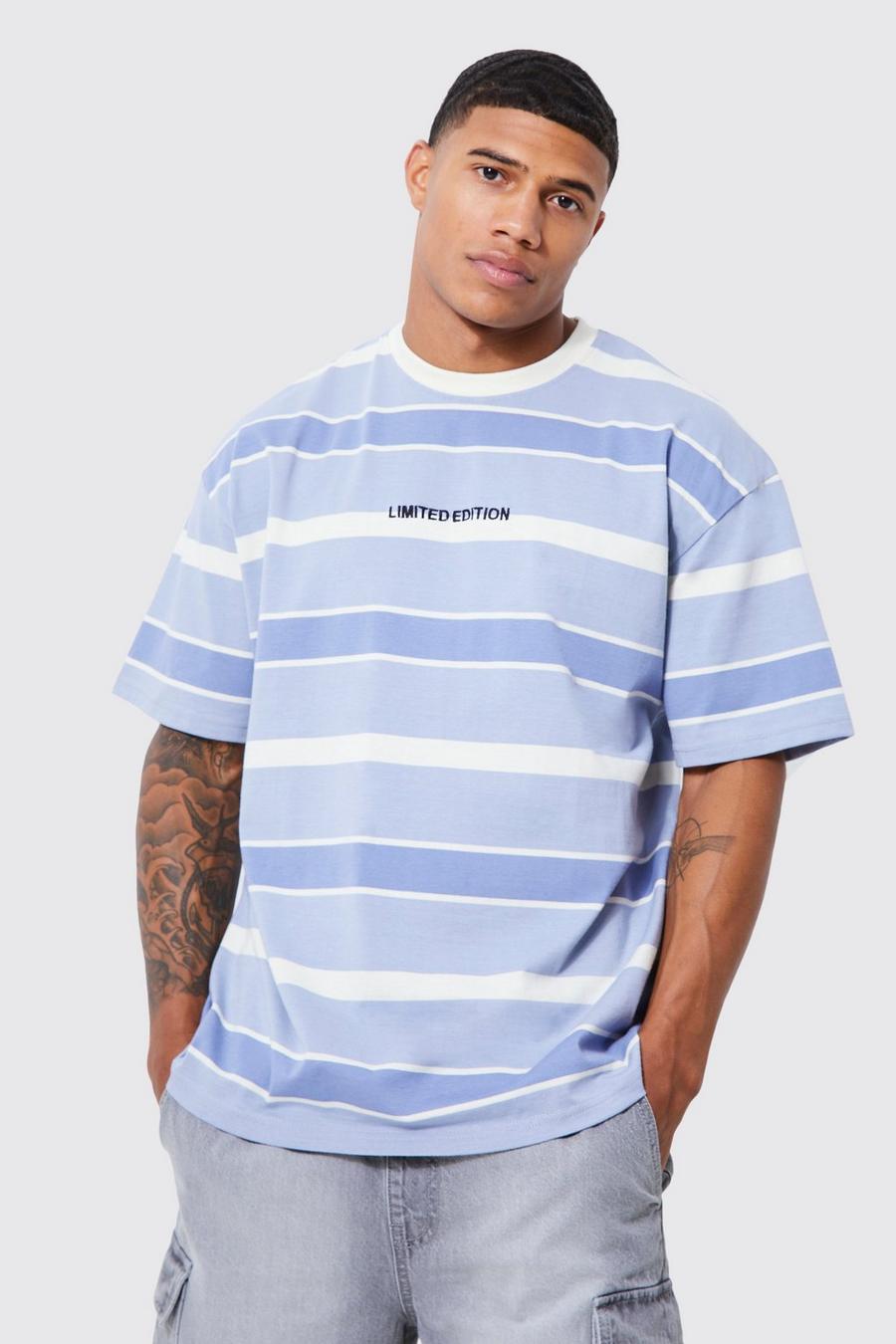 Blue blå Oversized Limited Tonal Stripe T-shirt
