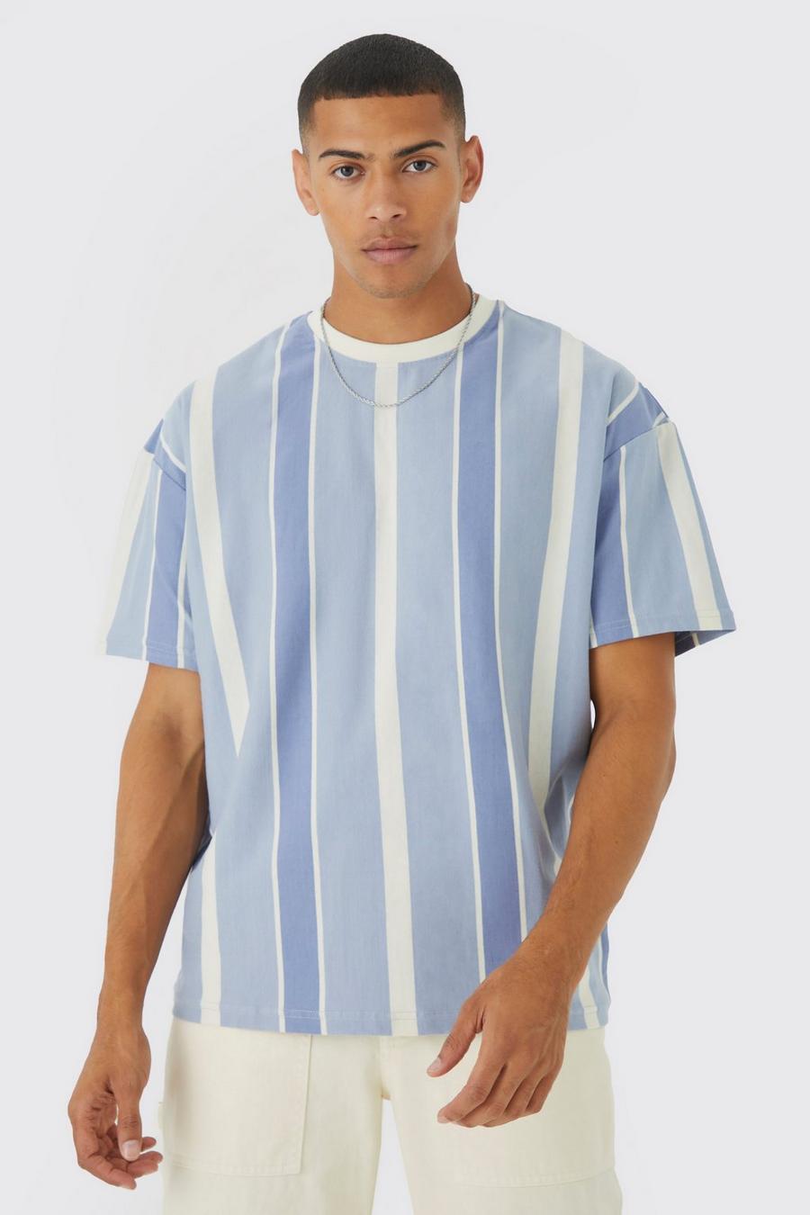 Ecru white Oversized Vertical Stripe Detail T-shirt