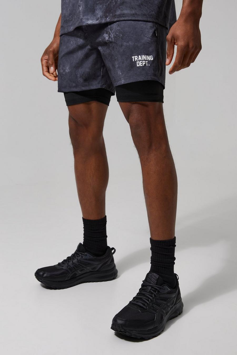 Black Man Active Training Dept 2-in-1 Camo Shorts image number 1