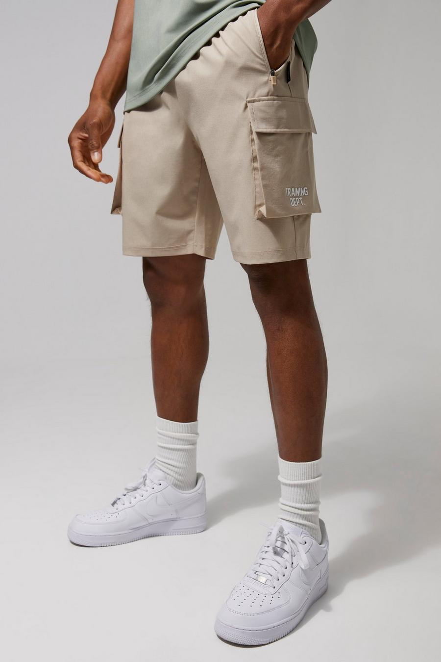 Man Active Training Dept Cargo-Shorts, Taupe image number 1