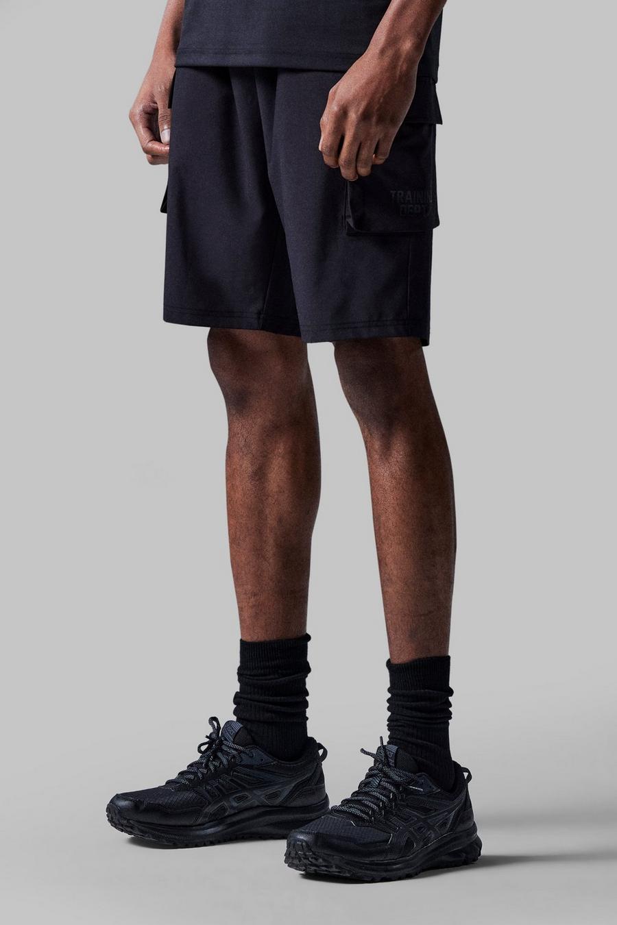 Black schwarz Man Active Training Dept Cargo Shorts