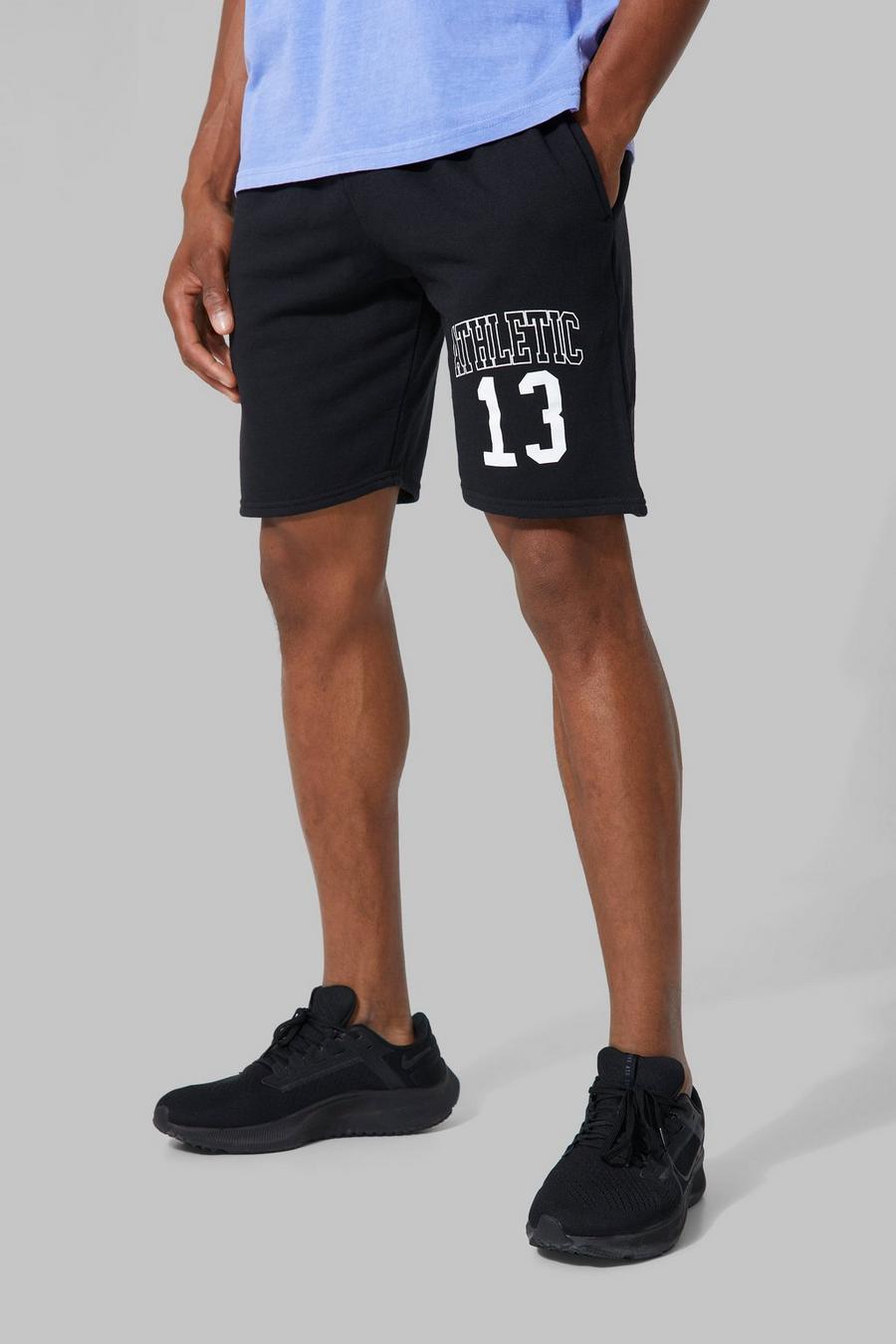Black Man Active Athletic 13 Jersey Shorts image number 1