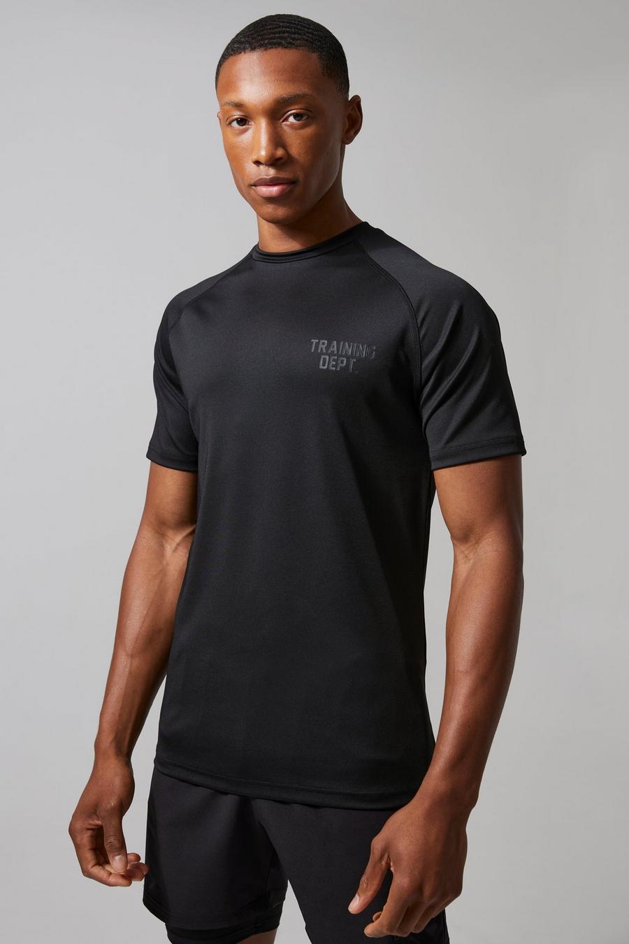 Black Man Active Muscle Fit Training Dept T-Shirt image number 1