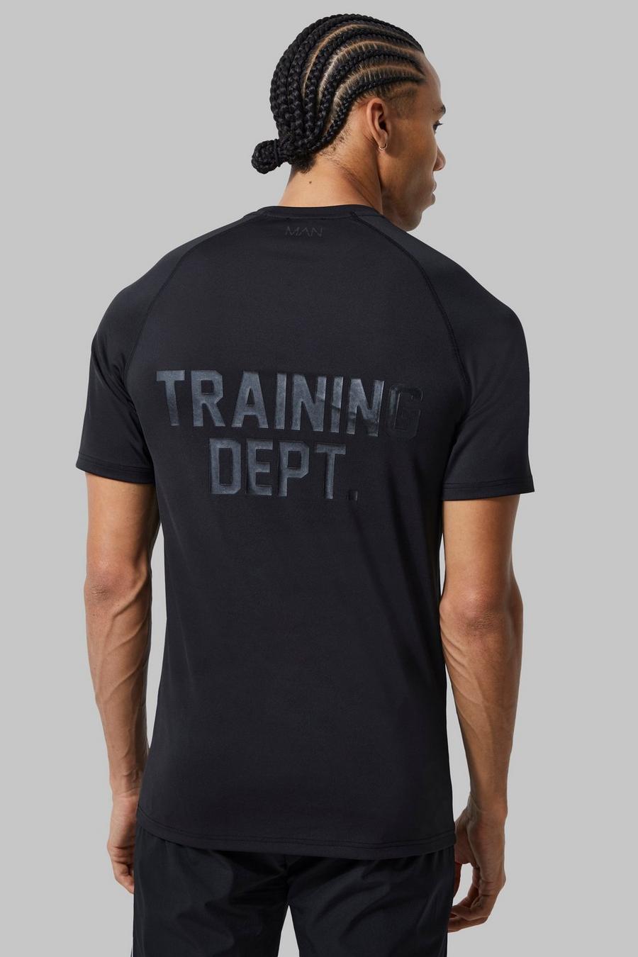 Camiseta Tall MAN Active ajustada al músculo con estampado Training Dept, Black image number 1