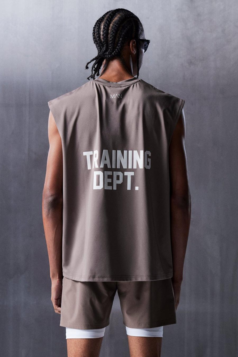 Taupe Man Active Training Dept Oversized Performance Tank   image number 1