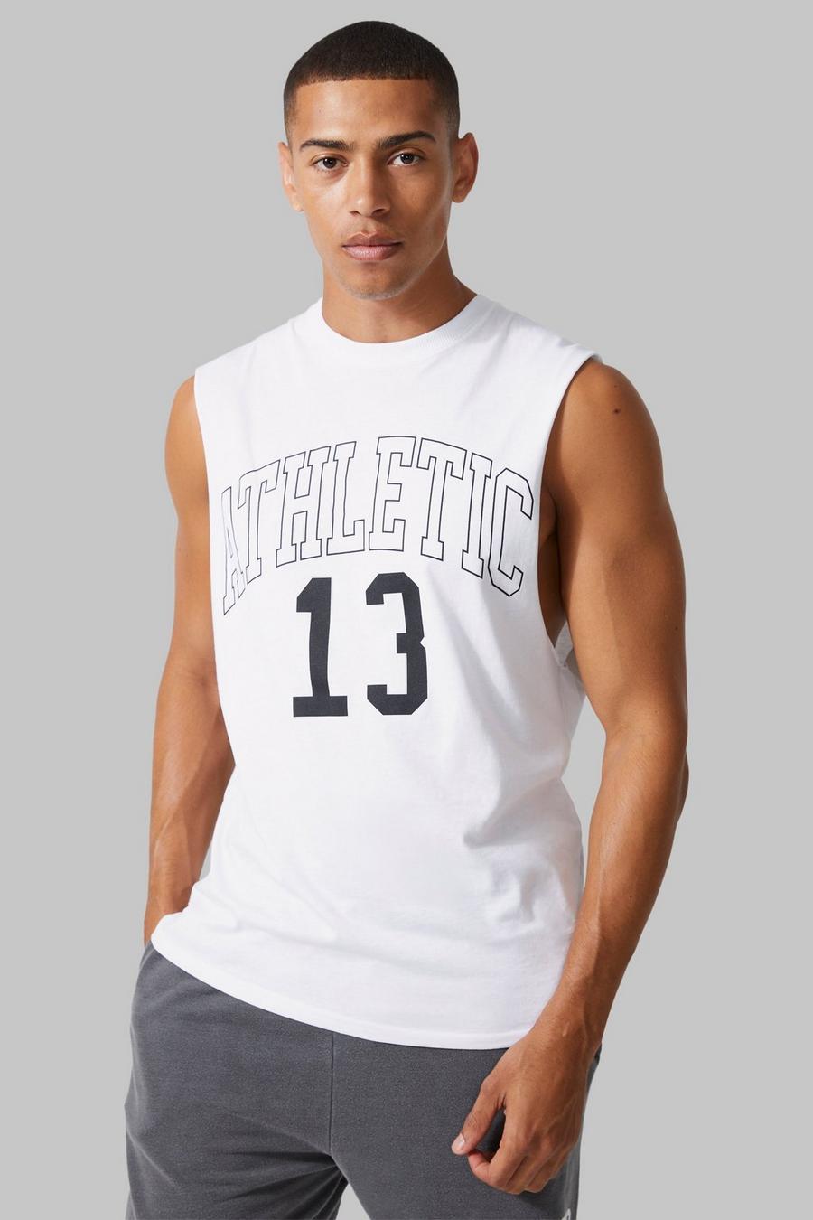 Camiseta sin mangas MAN Active de tela jersey con estampado Athletic 13, White