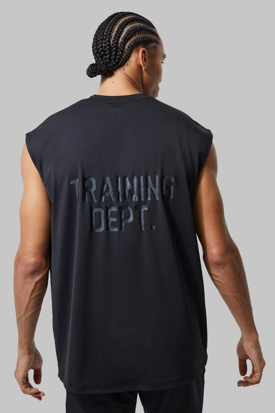 Black Tall Oversized Man Active Training Dept Tank Top image number 1