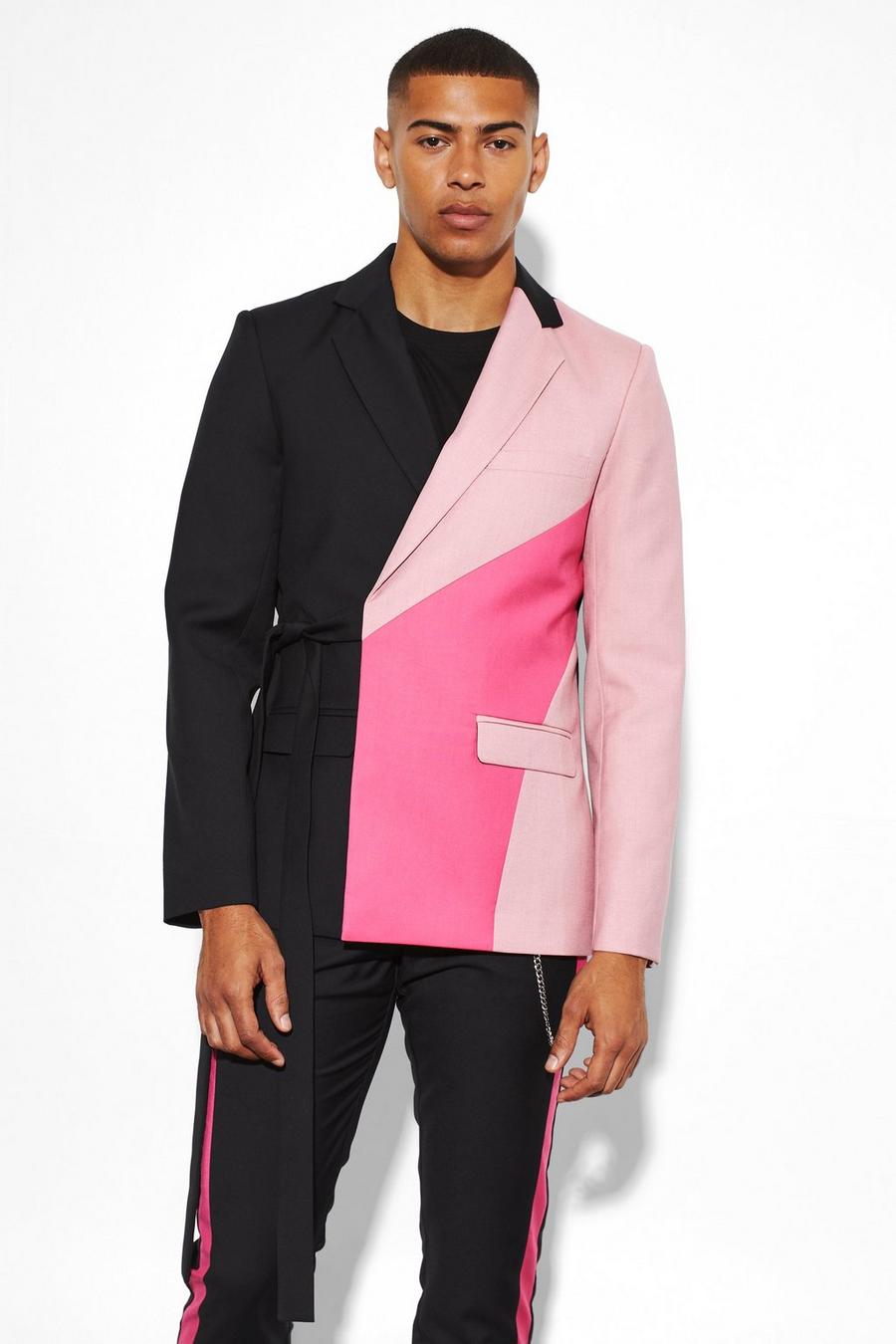 Fuchsia Slim Wrap Panel Suit Jacket image number 1
