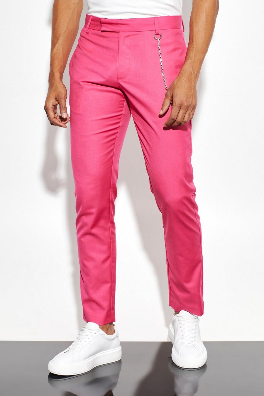 Pantaloni completo Slim Fit con catena, Fuchsia rosa