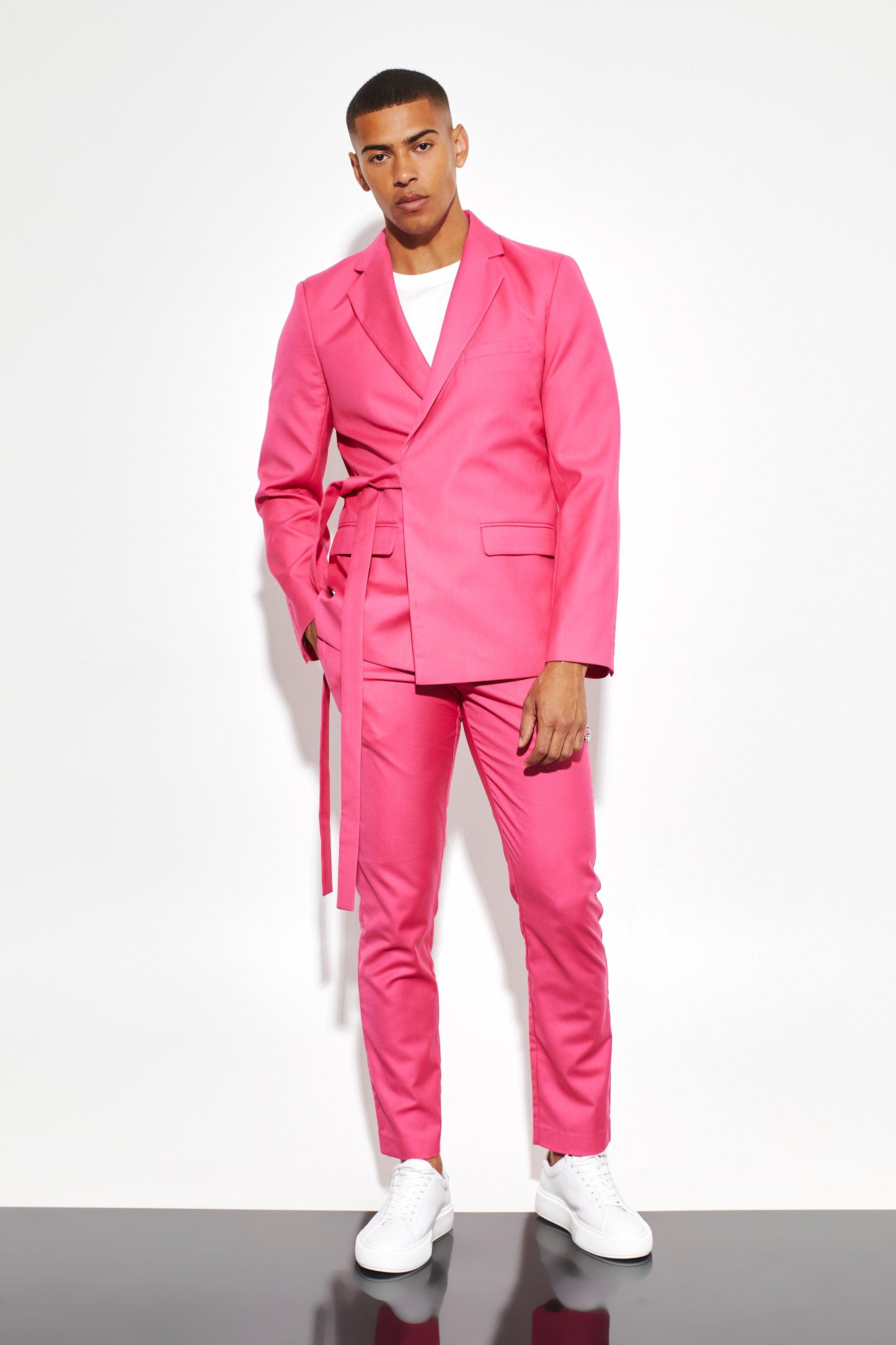 Pink slim 2025 fit suit