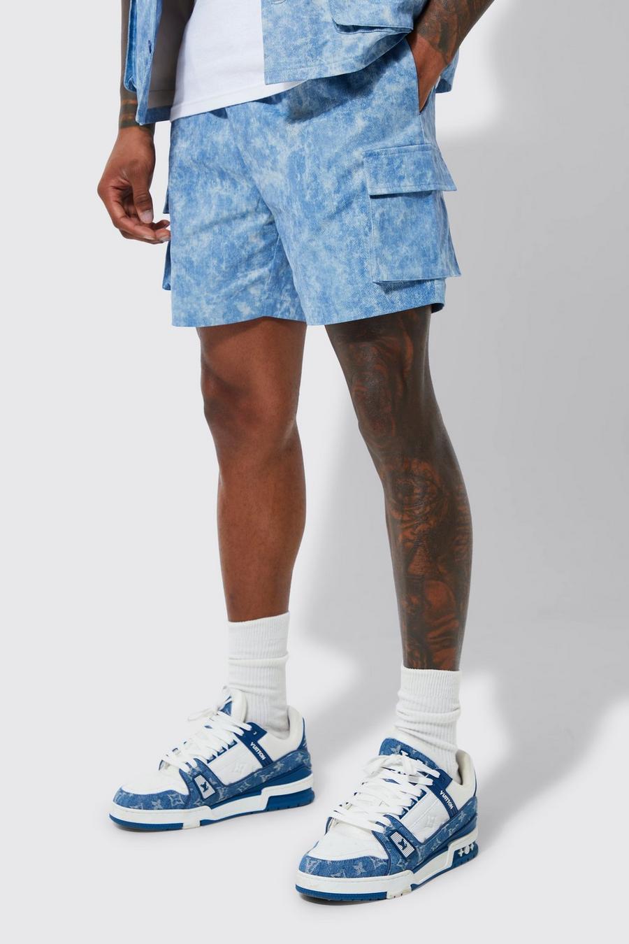 Cargo-Shorts mit elastischem Bund, Blue