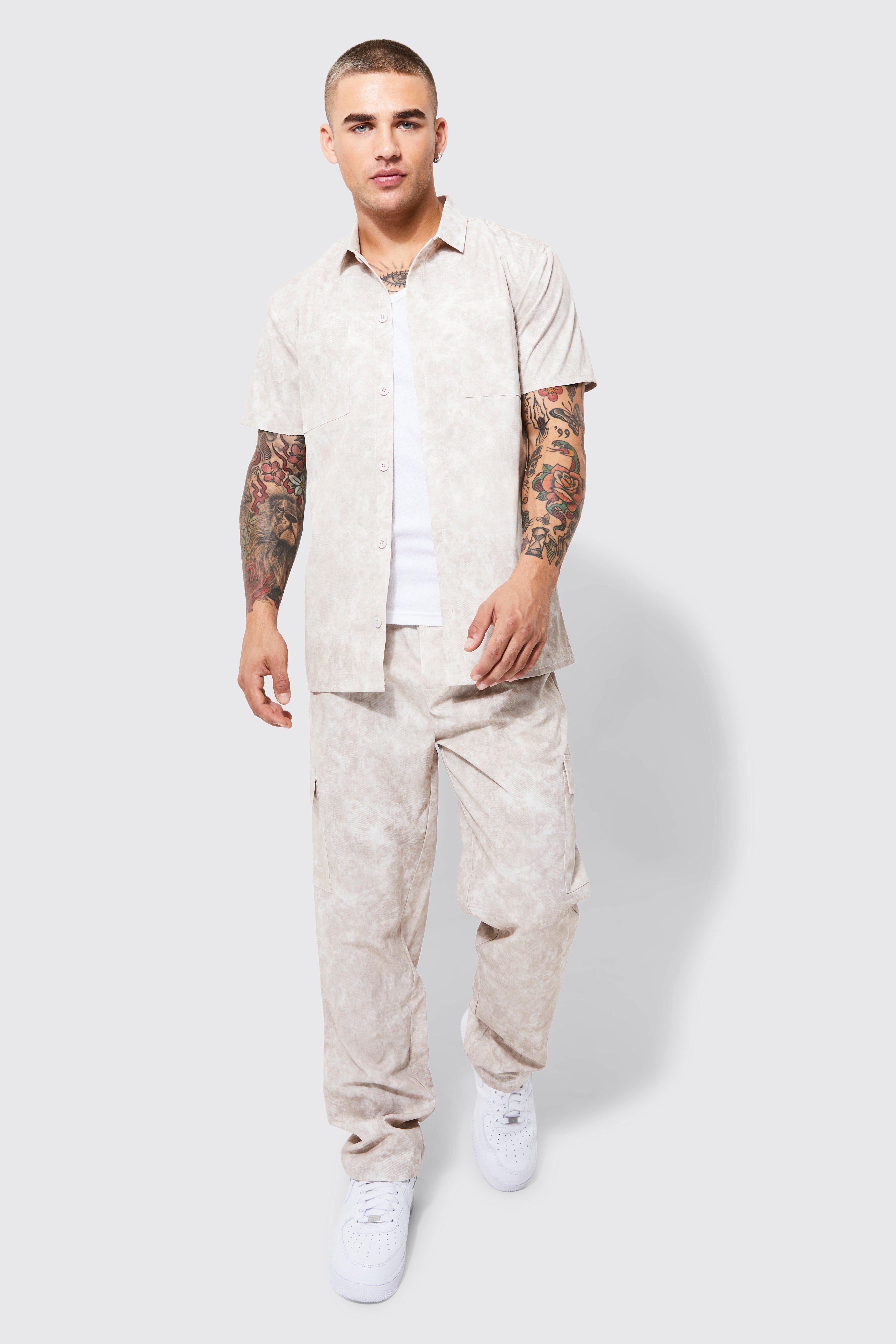 Chemise beige manche discount courte