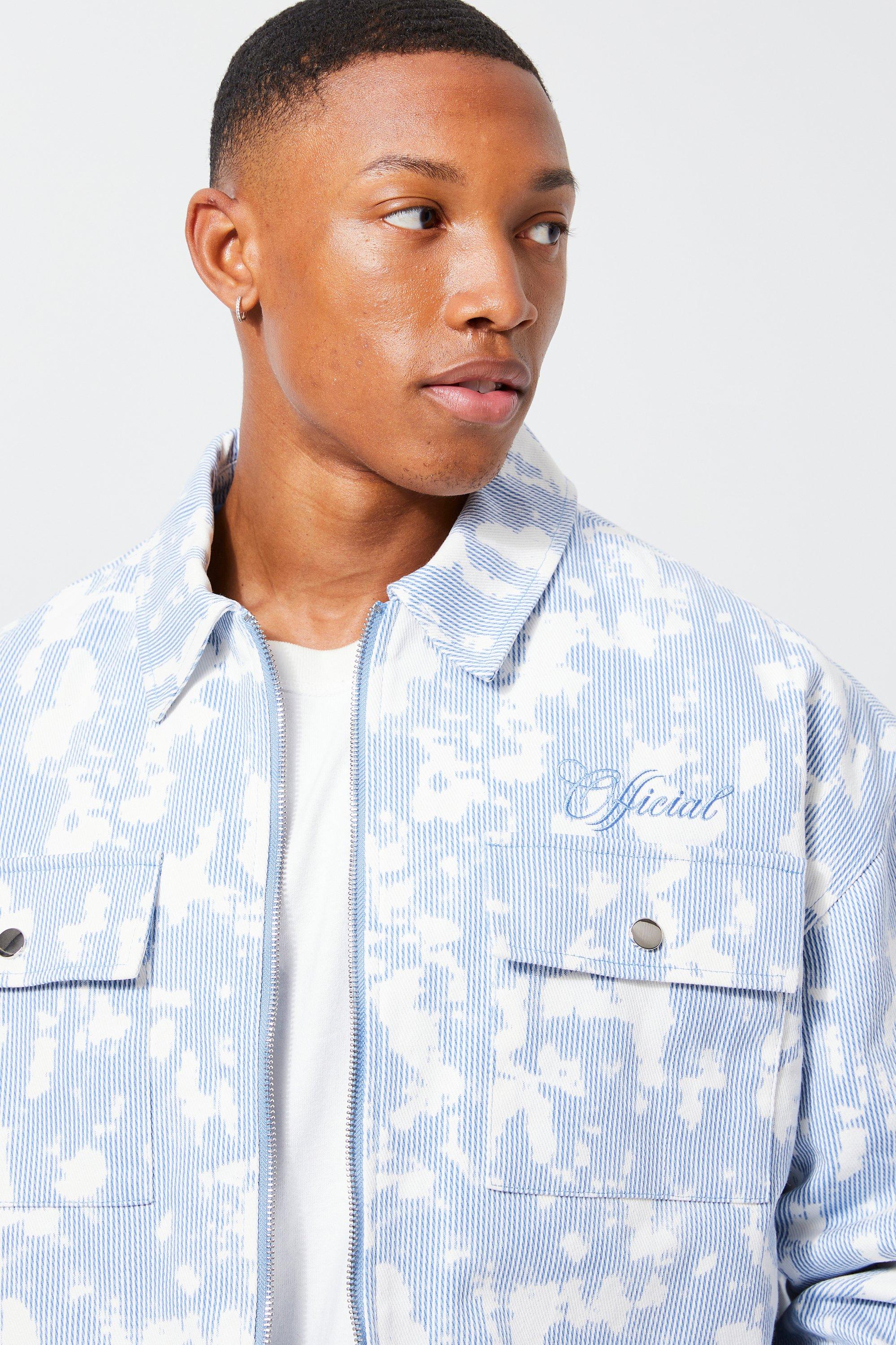 Logo Denim Jacquard Bomber Jacket