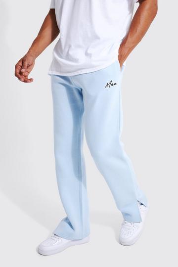 Man Regular Fit Split Hem Jogger light blue