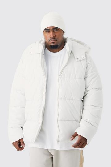 Plus Paneled Matte Puffer Jacket ecru