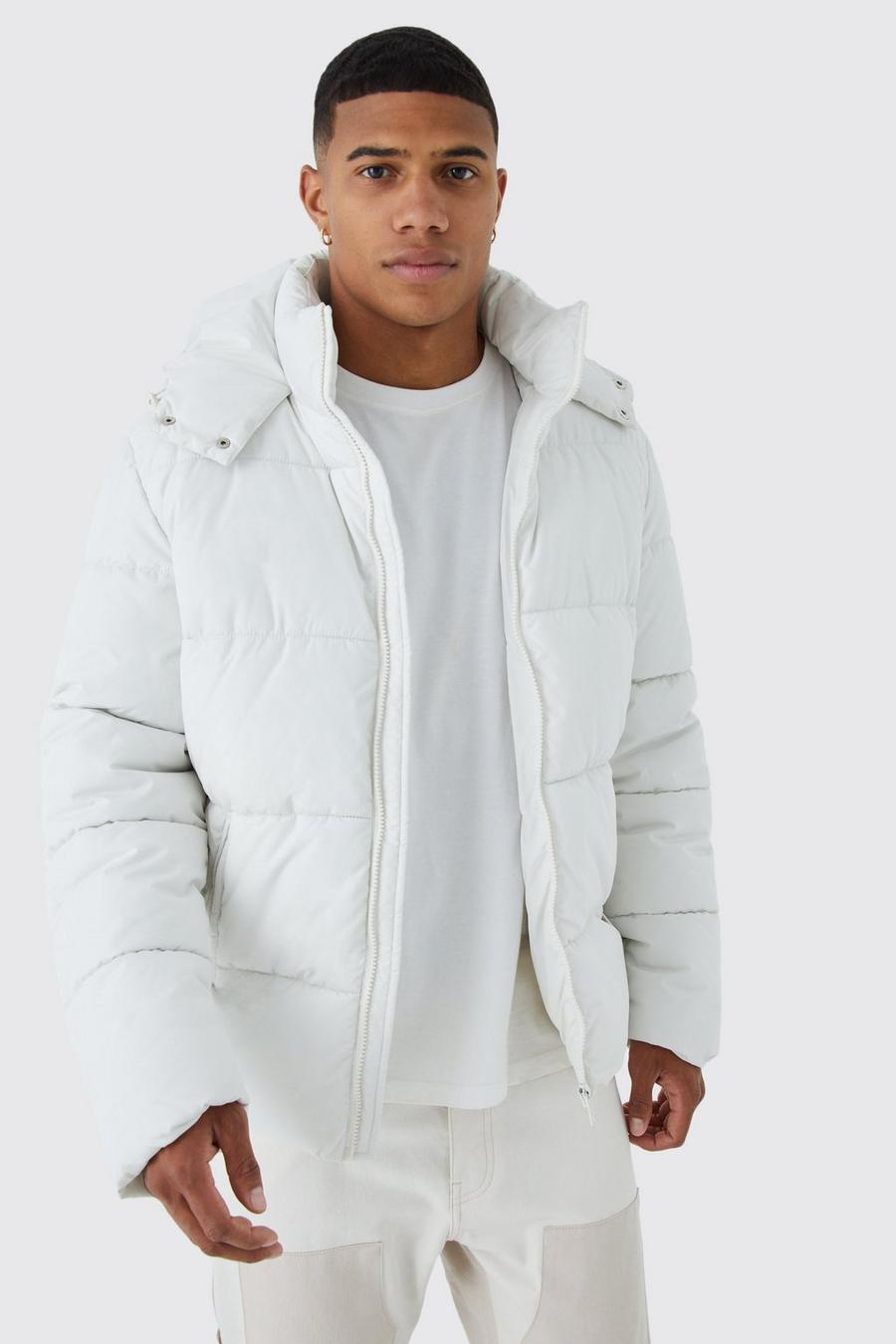 Ecru white Panelled Matte Puffer Jacket