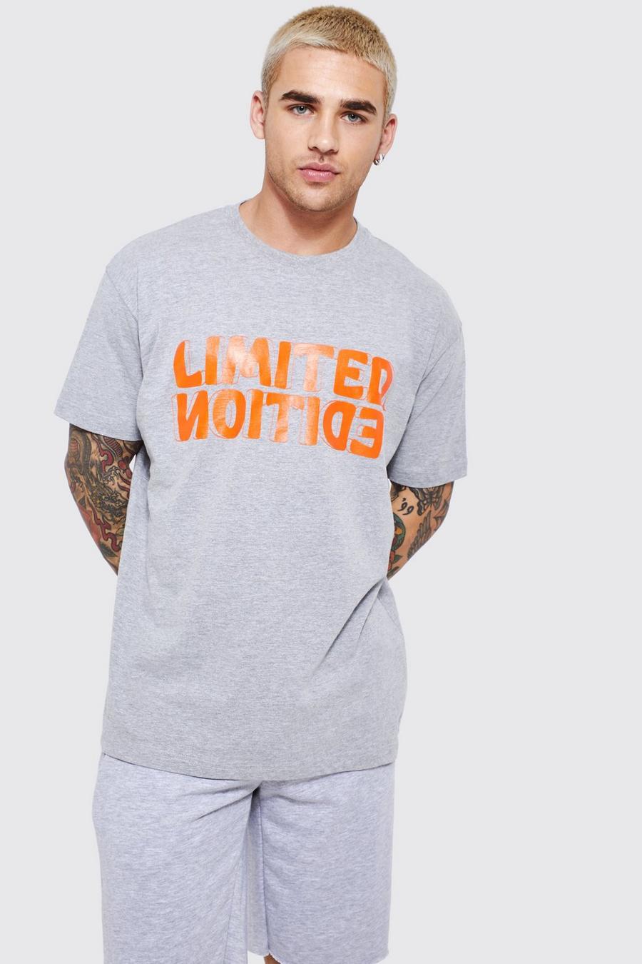 Oversize T-Shirt mit Limited Edition Print, Grey marl