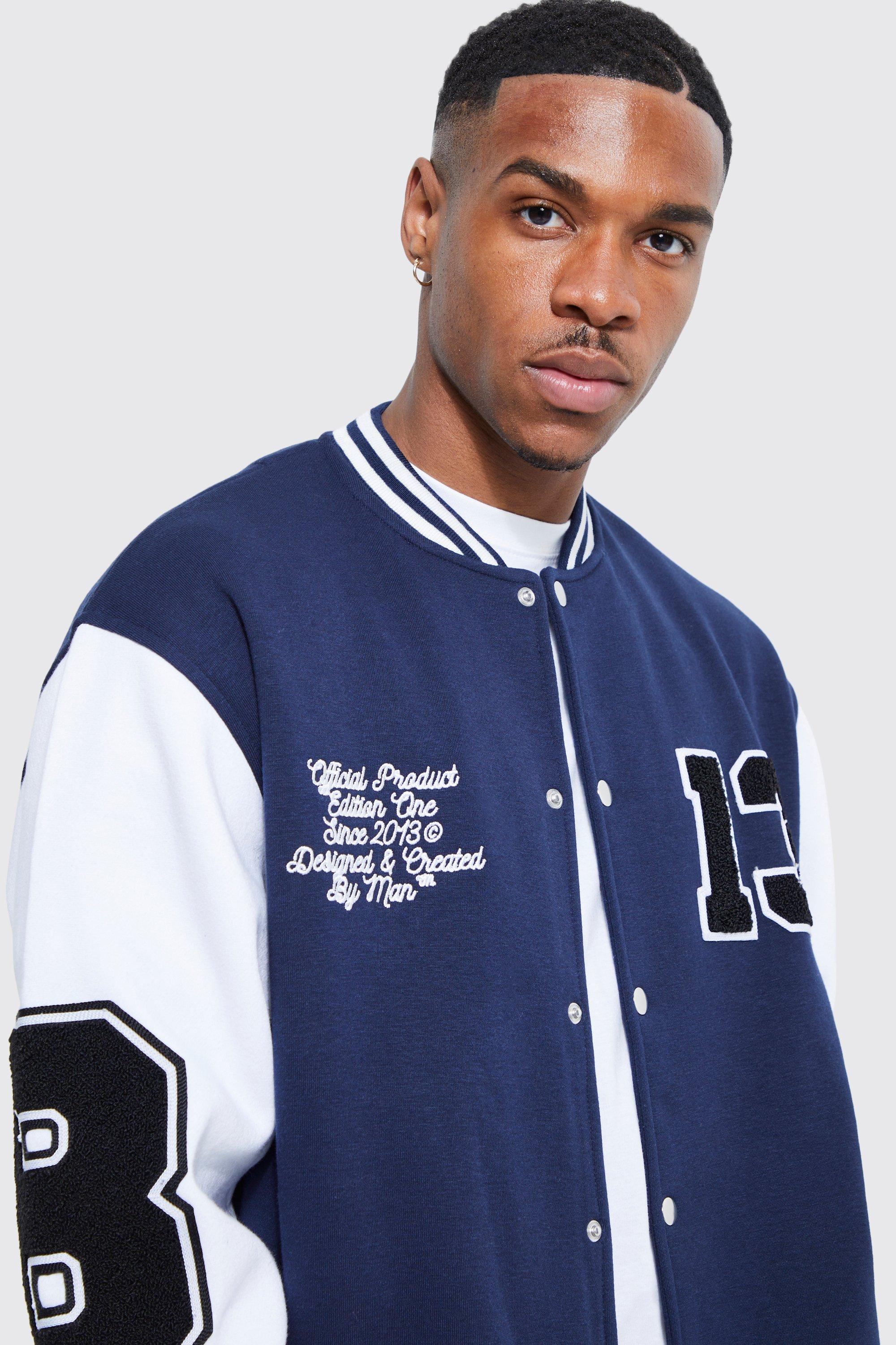 Jersey Varsity Bomber Jacket With Badges