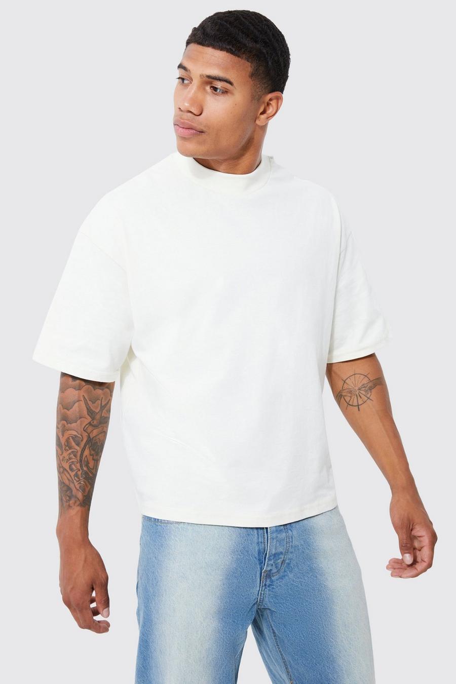 Ecru Oversized Extended Neck Boxy T-shirt image number 1