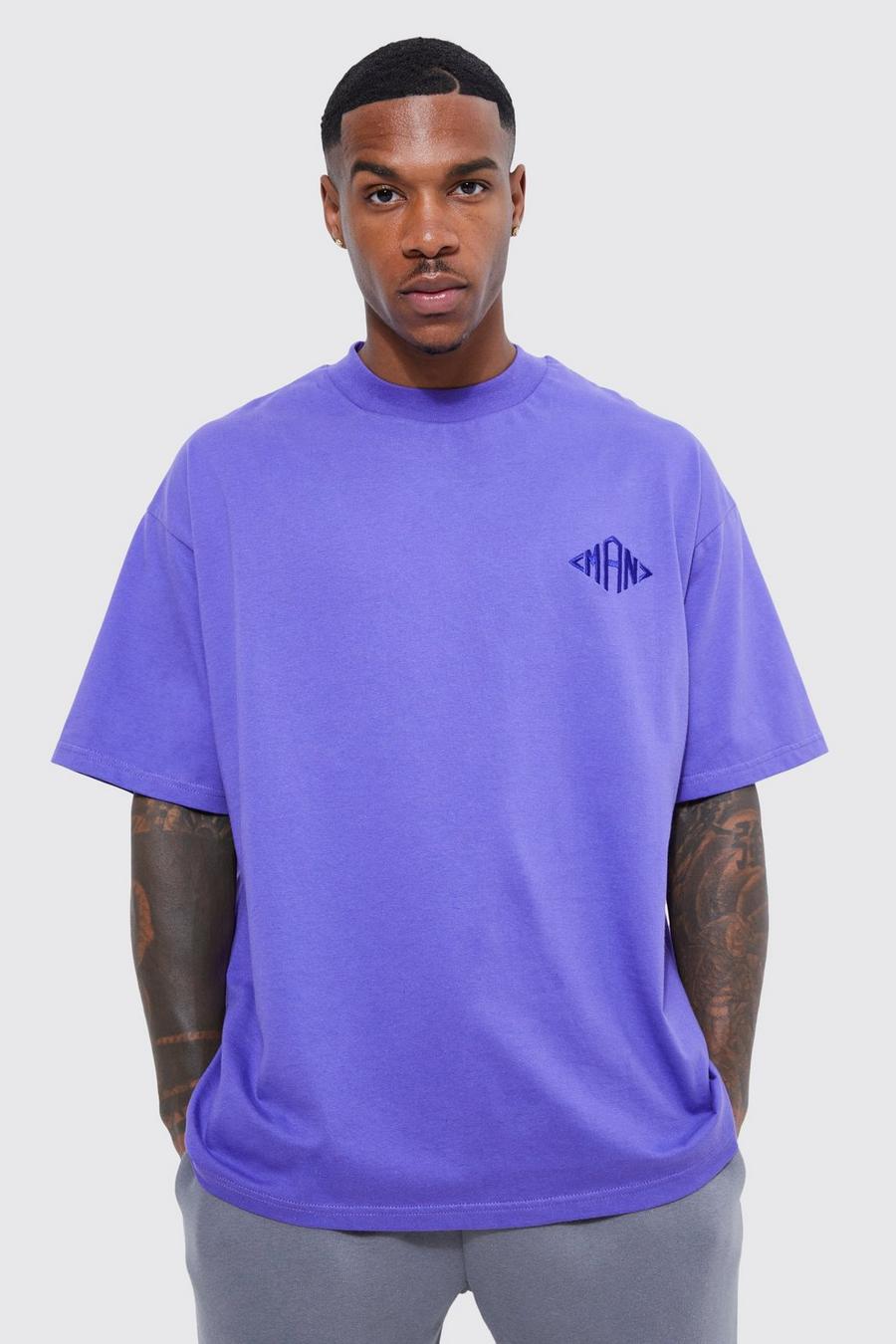 Purple Man Oversized T-Shirt Met Brede Nek