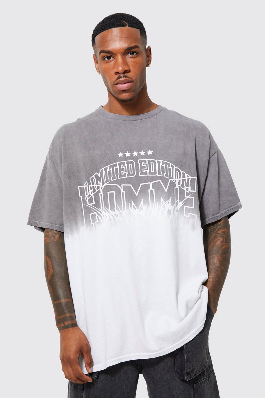 Oversize T-Shirt mit Homme-Print, Charcoal image number 1