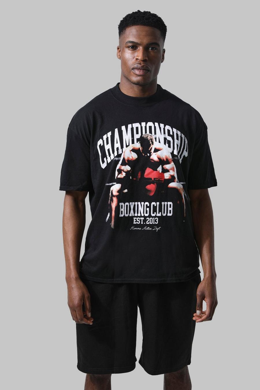 Man Active Oversize T-Shirt mit Boxing Club Print, Black image number 1