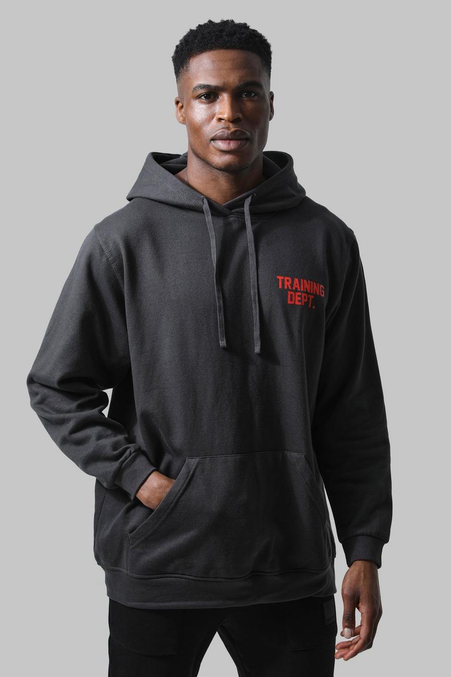 Charcoal grå Man Active Oversized Training Dept Hoodie image number 1