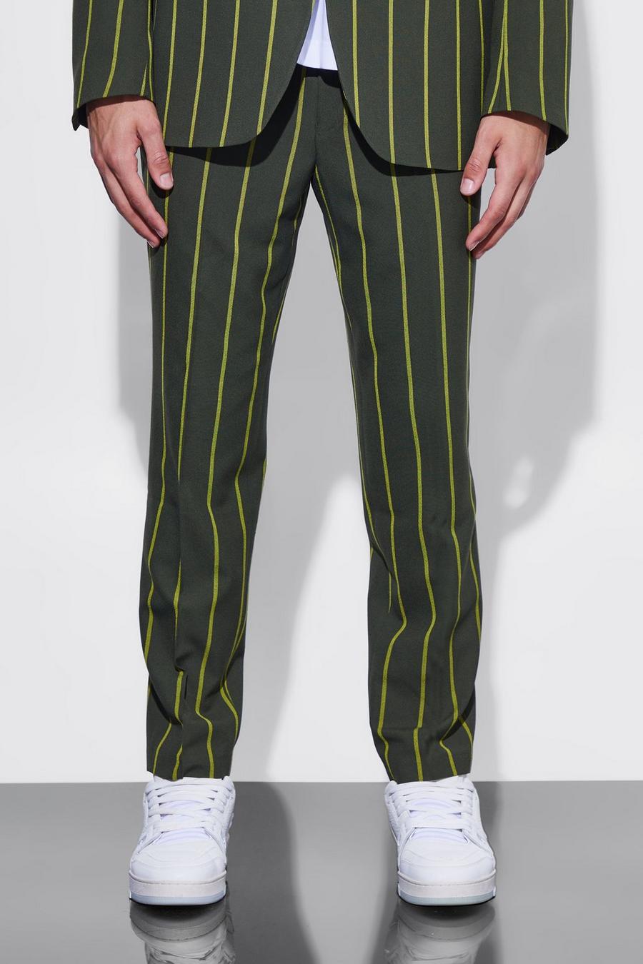 Forest Slim Crop Wide Stripe Suit Pants