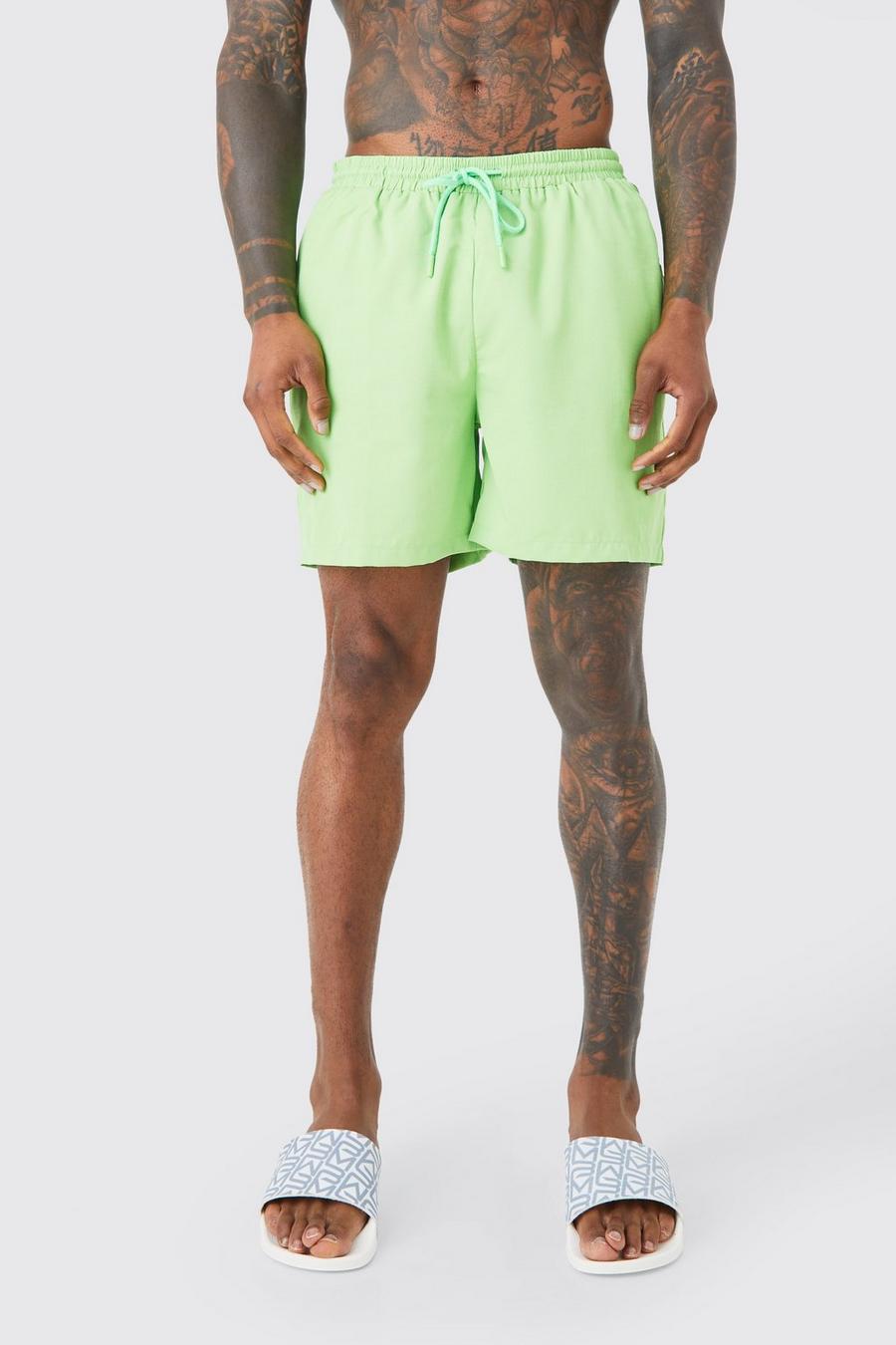 Green Mid Length Ripstop Swim Shorts