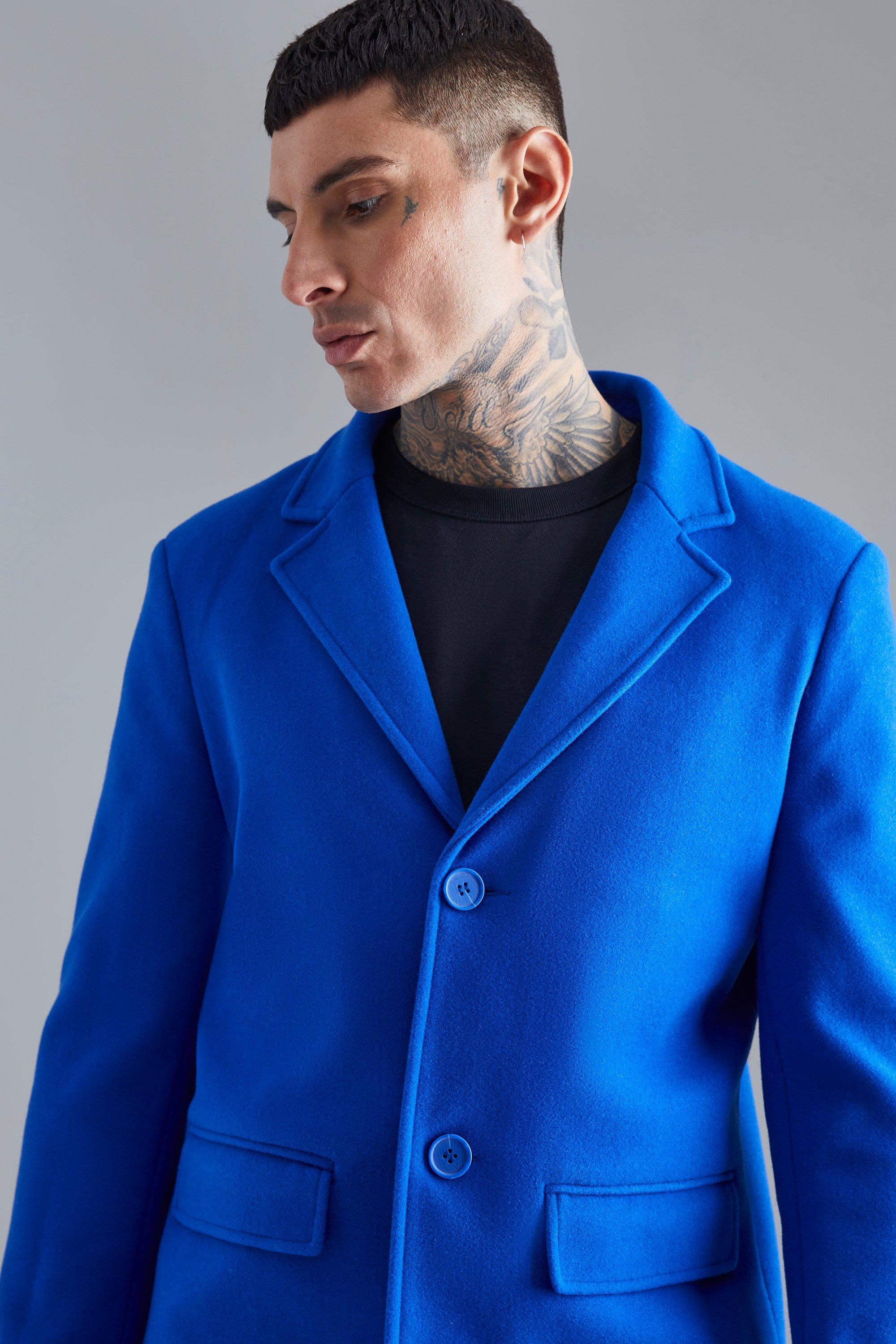 Royal blue overcoat clearance mens