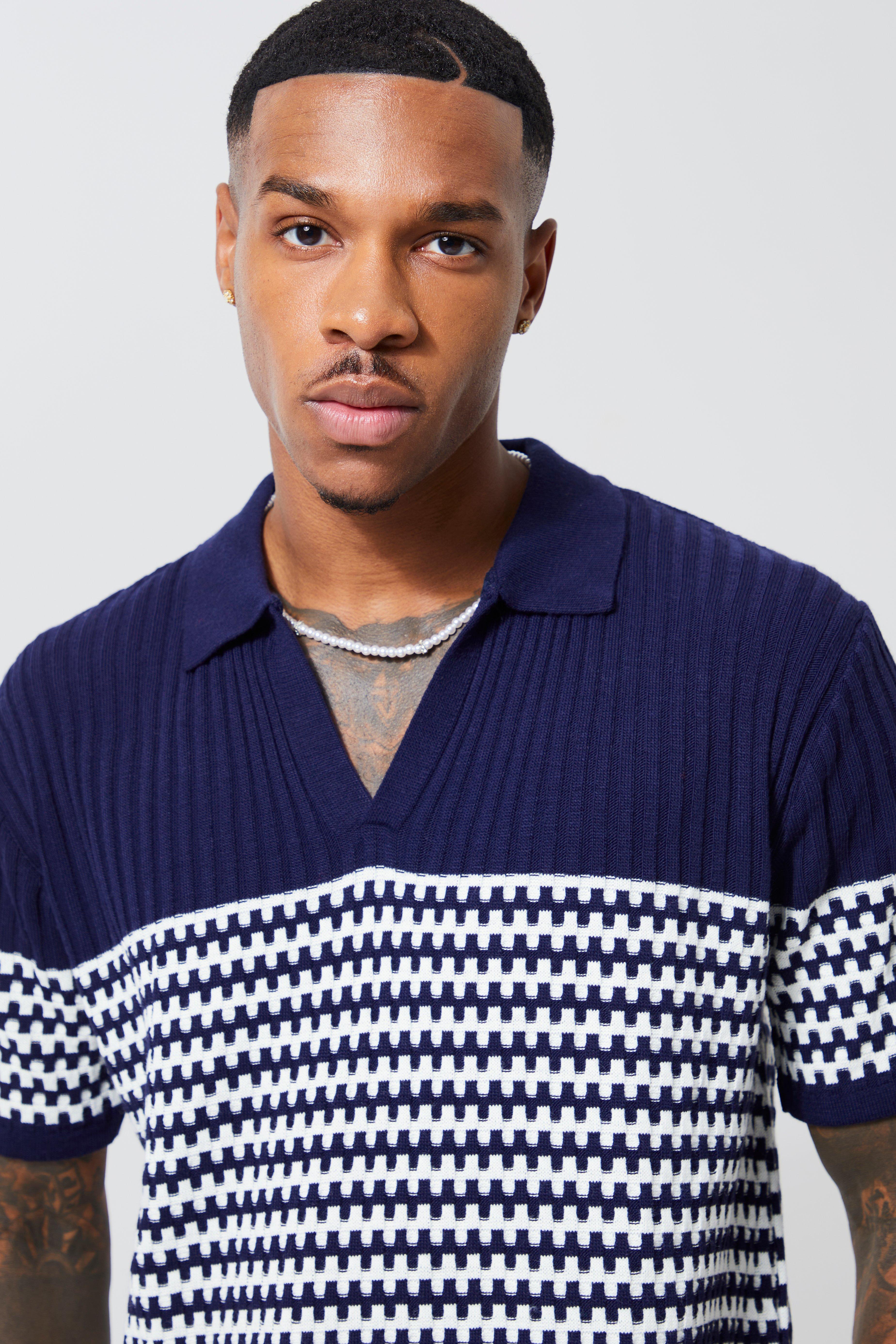 Navy shop knitted polo