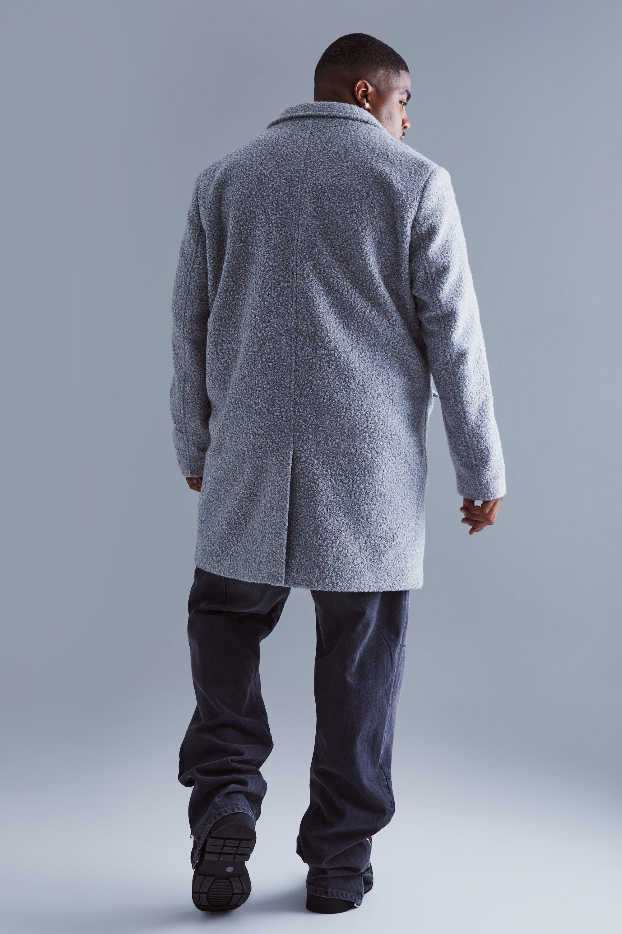 Plus Single Breasted Boucle Overcoat