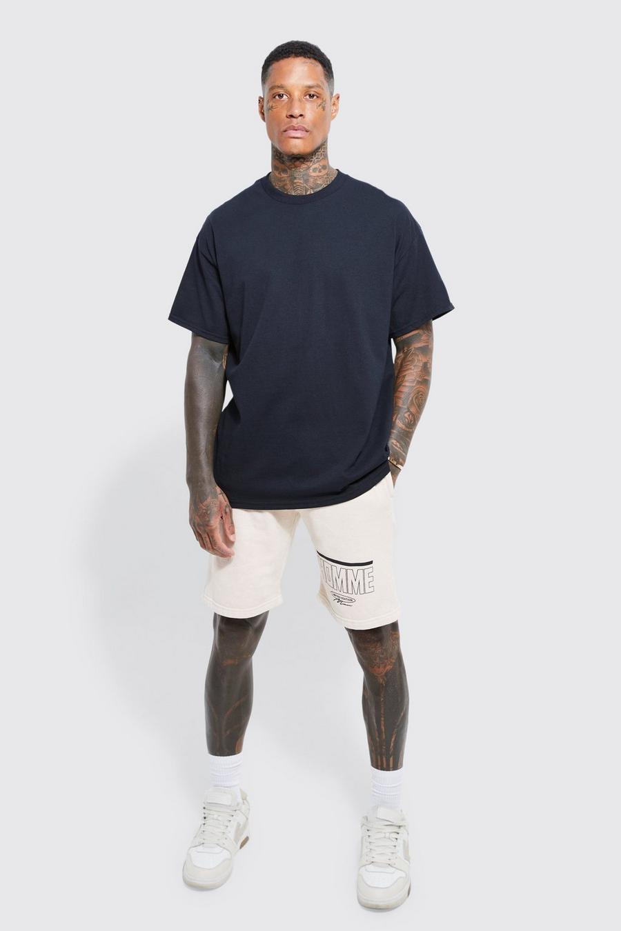 Black Oversized Overdye Homme Set Met T-Shirt image number 1