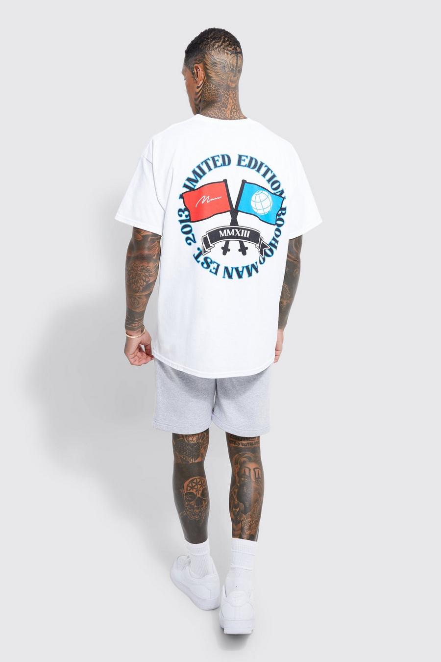 White weiß Oversized Limited Edition T-Shirt Set Met Print