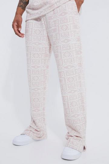 Regular Split Hem Jacquard Aztec Sweatpant mauve