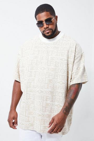 Plus Oversized Jacquard Aztec T-shirt neutral