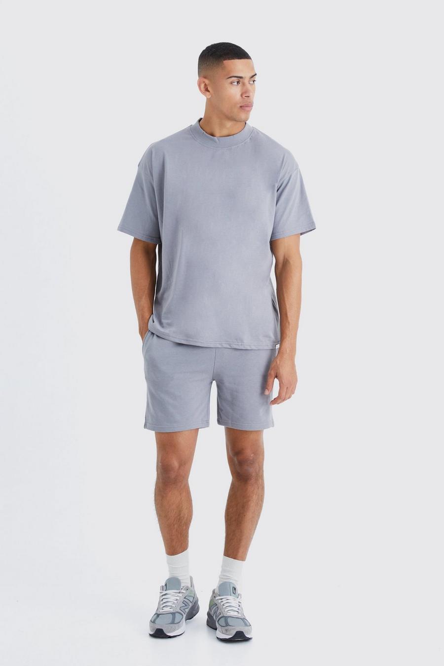 Set T-shirt corta oversize & pantaloncini, Coffee image number 1