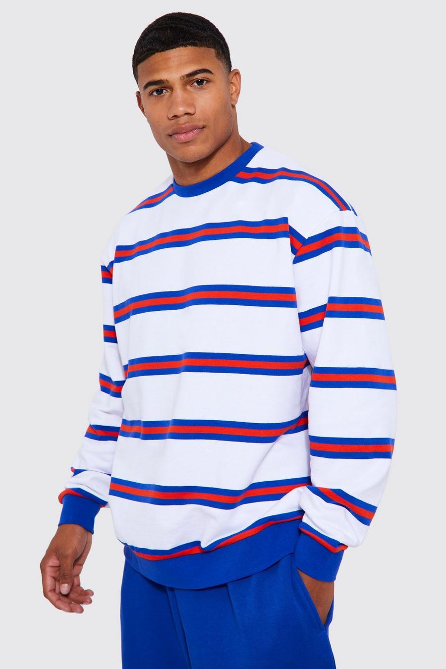 White Overiszed Official Stripe Detail Sweatshirt