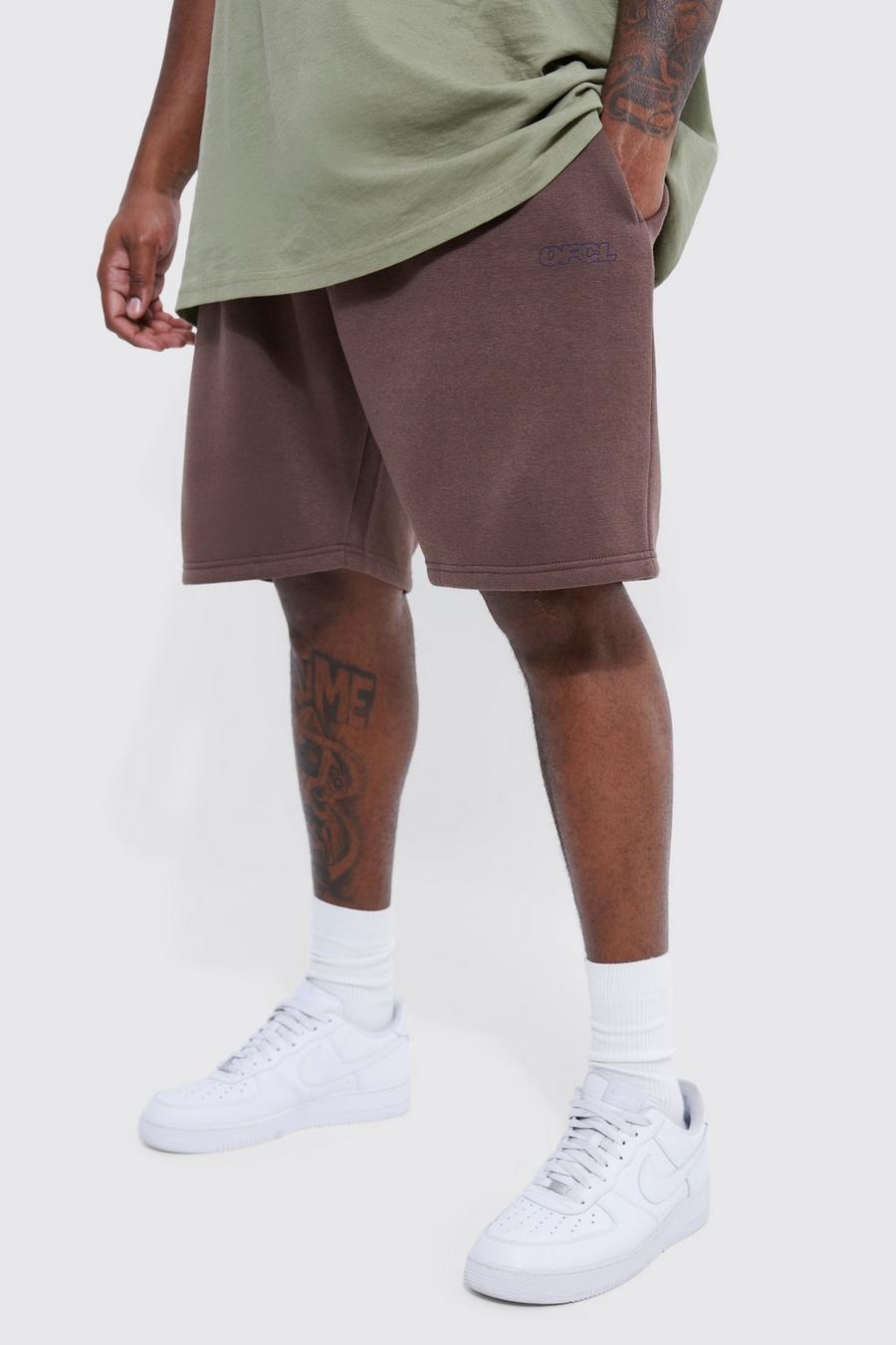 Coffee brown Plus Ofcl Relaxed Fit Mid Length Short 