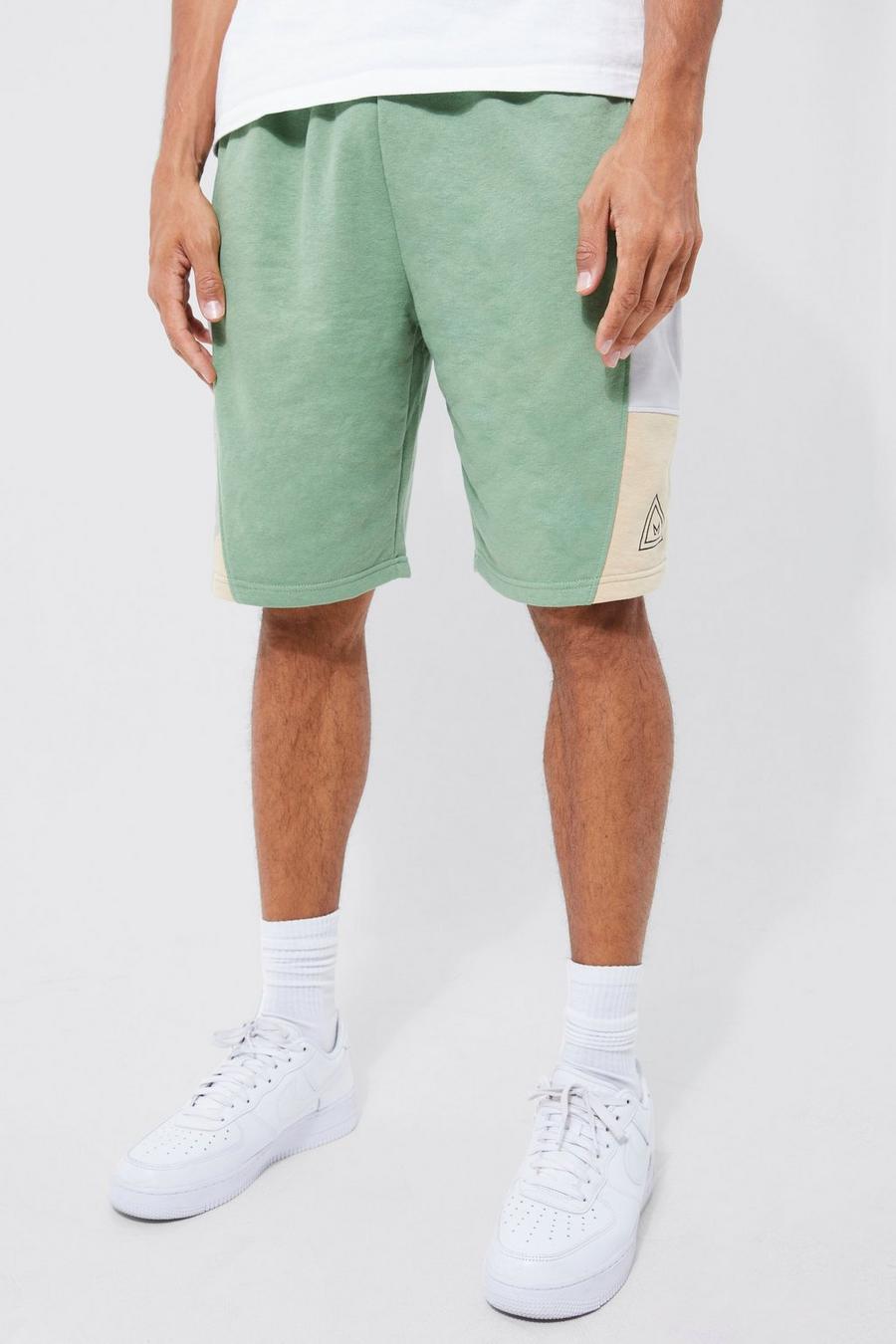 Sage green Tall Relaxed Branded Colour Block Short