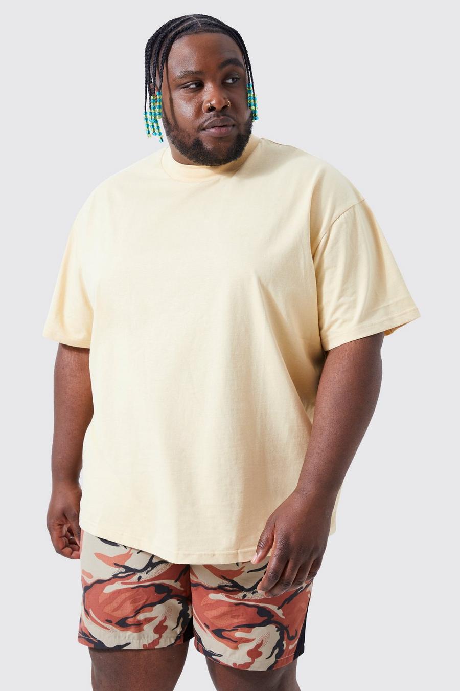 Yellow Plus Oversized Dik T-Shirt Met Brede Nek