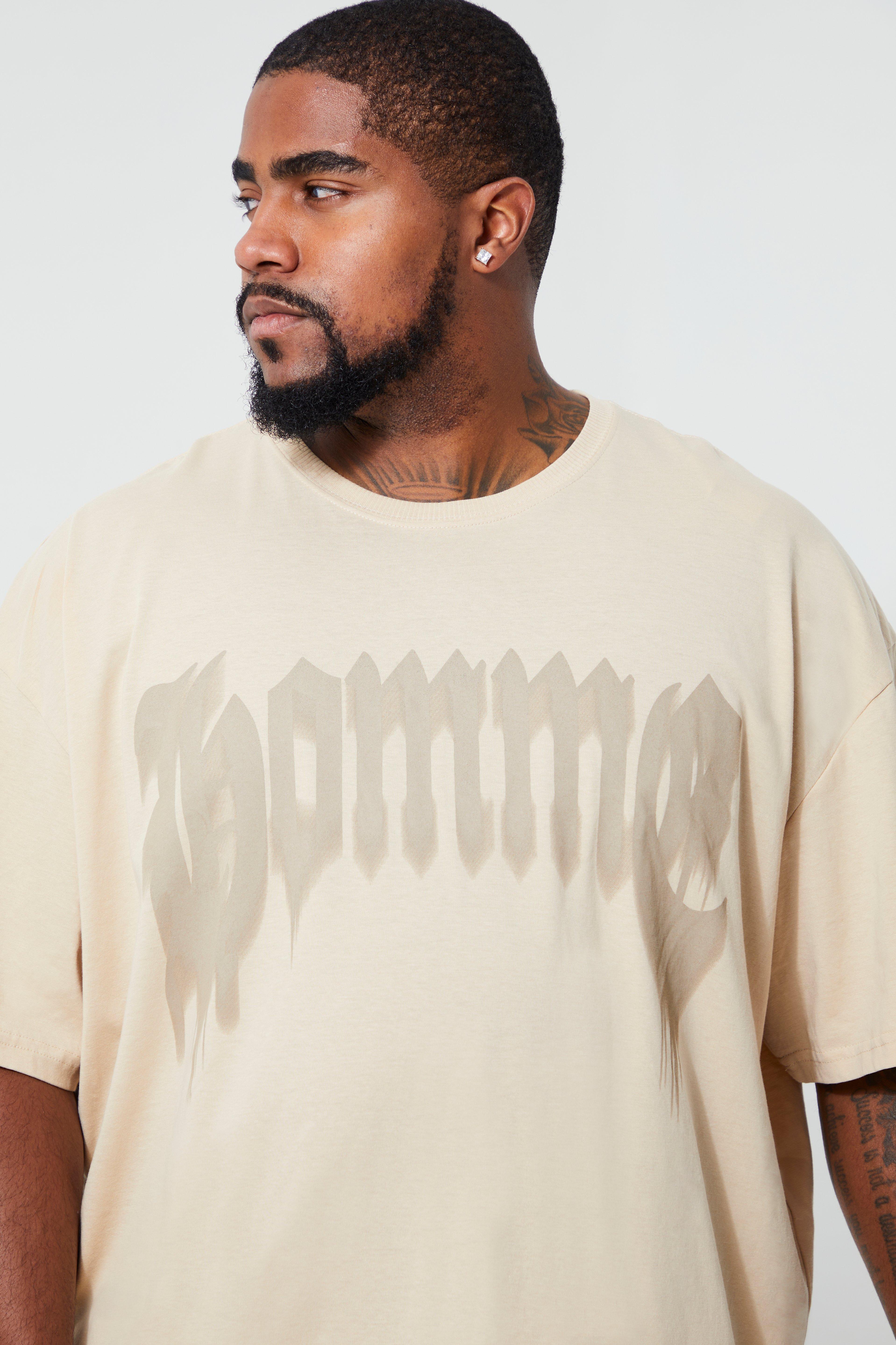 Plus Oversized Tonal Gothic Homme T shirt boohoo