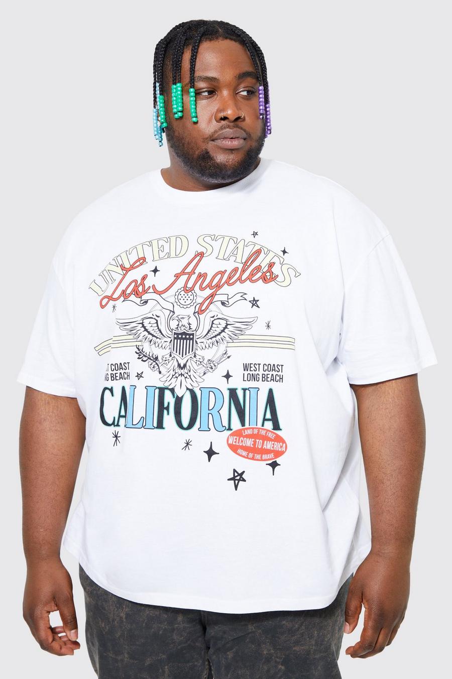 White Plus Oversized Los Angeles Graphic T-shirt