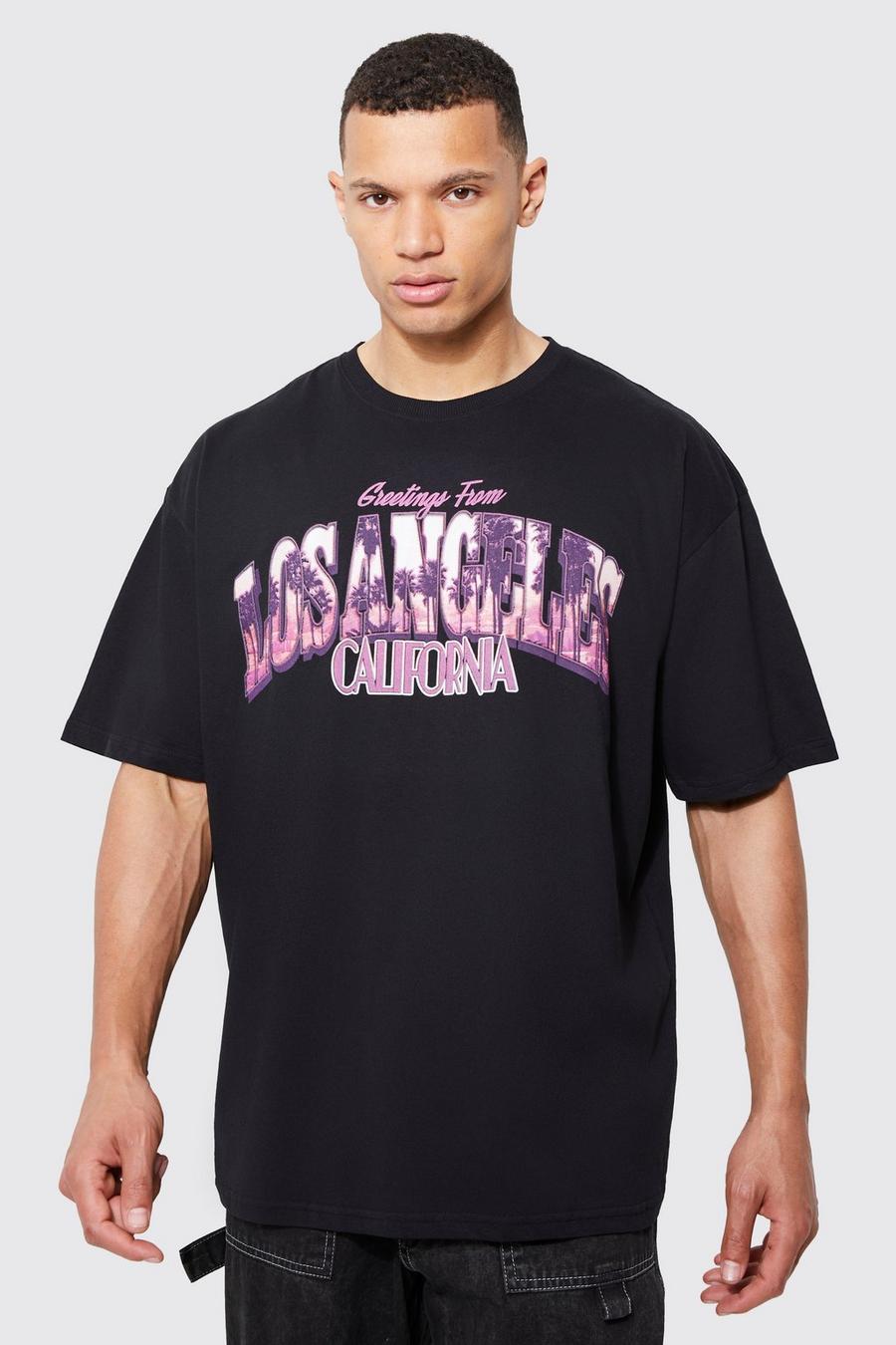 Tall - T-shirt oversize imprimé Los Angeles, Black noir