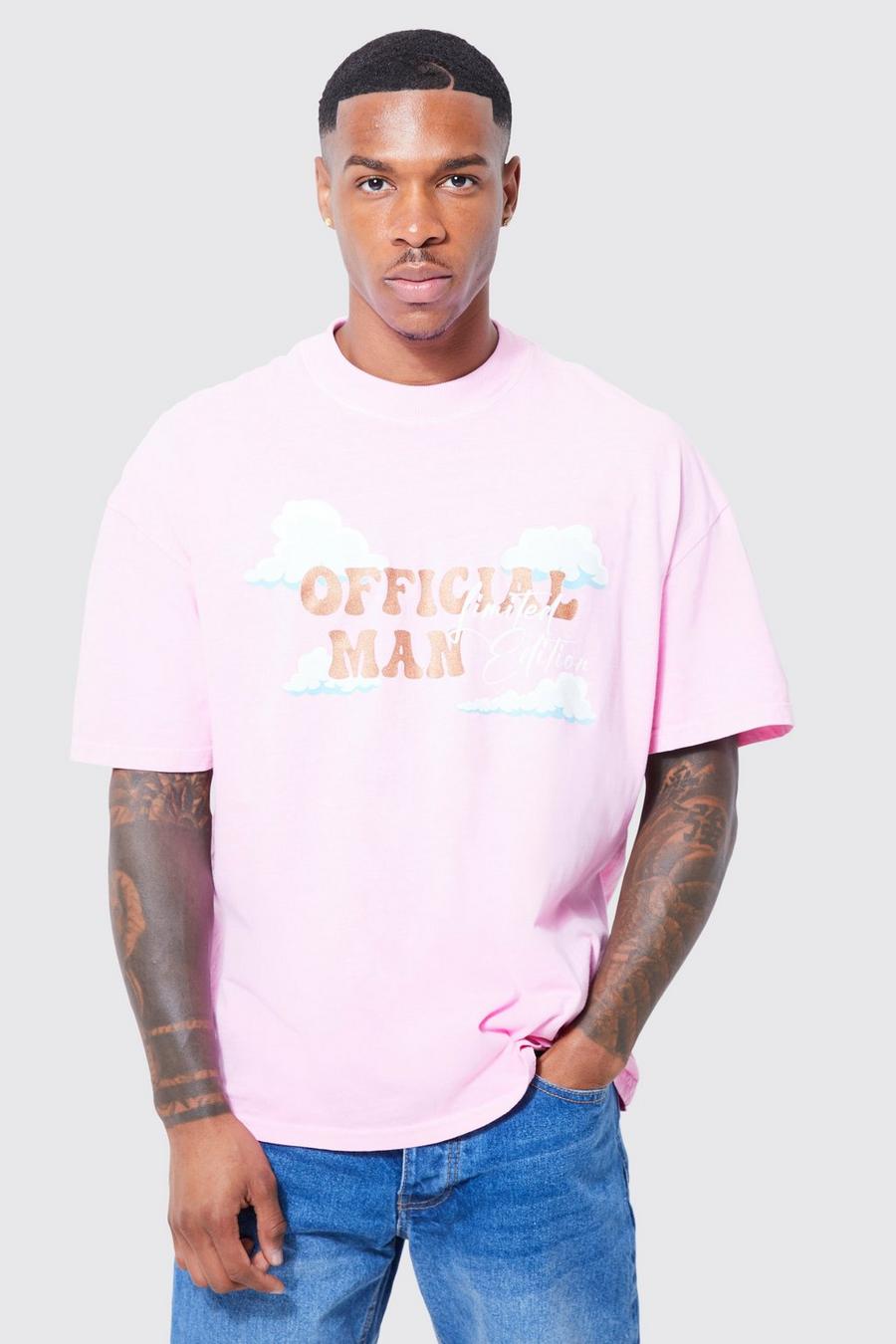 Pink Oversized Overdyed Extended Neck Cloud T-shirt