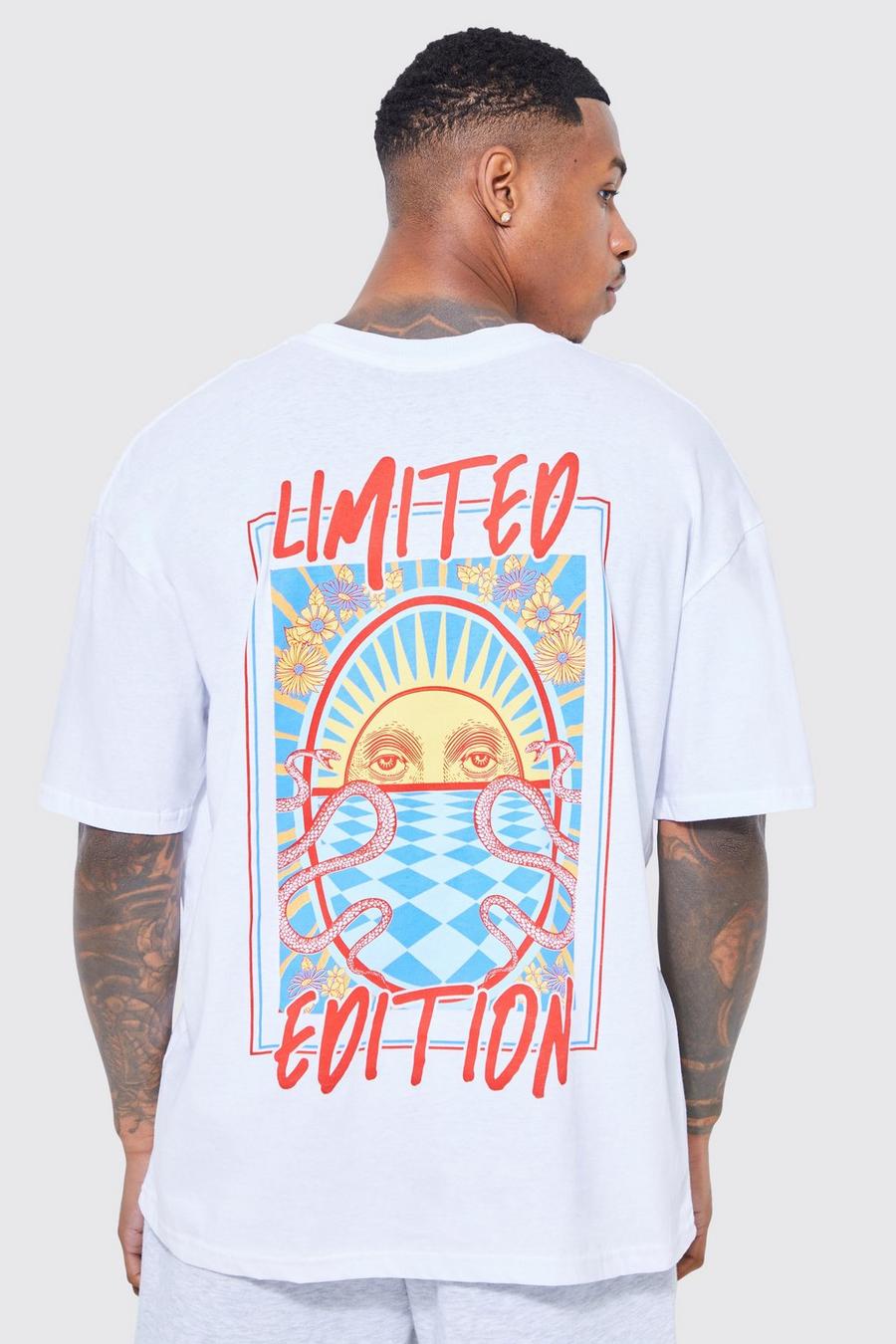White Oversized Limited Edition Back Graphic T-shirt image number 1